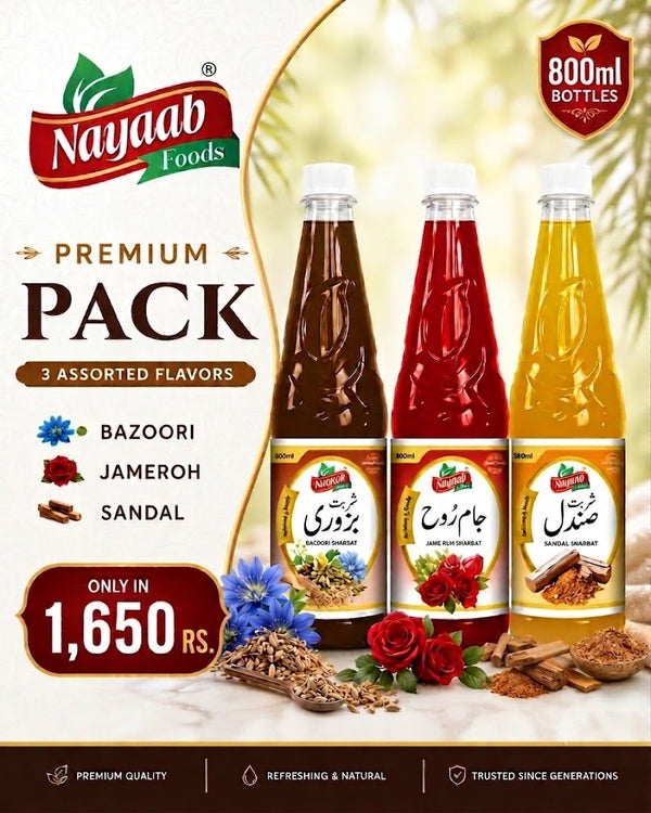 Pack of Sharbat Bazoori+Jame Ruh Sharbat+Sharbat Sandal 800ml Per