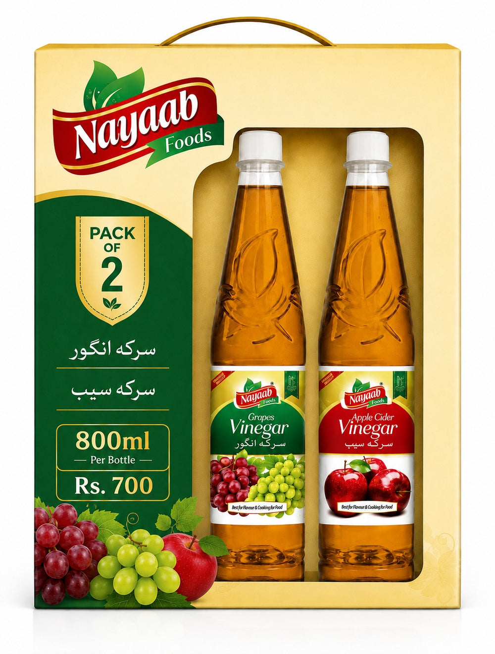 Pack of Apple Cider Vinegar +BottleGrapes Vinegar 800ml per